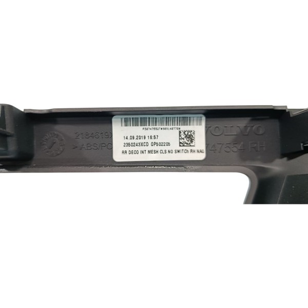 Moldura Puxador Interno Traseiro Direito Volvo S60 2019 Preto