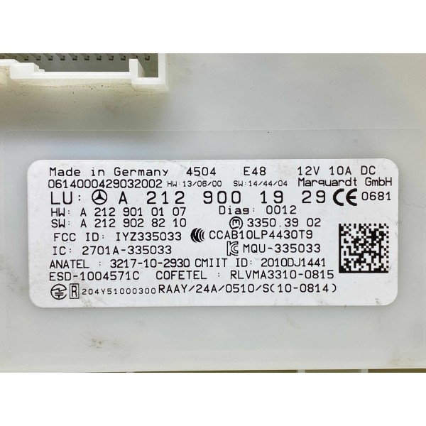 Módulo Controle Keyless Mercedes Cls 400 2015 A2129001929