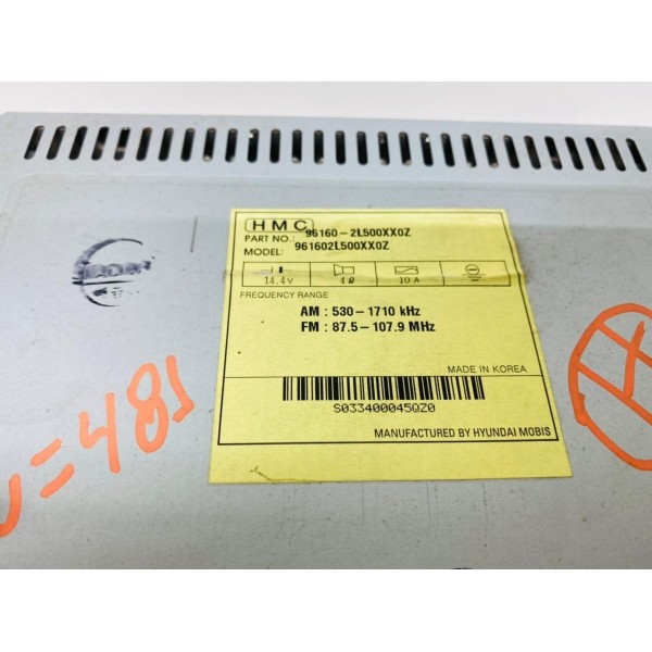 Rádio Original Hyundai I30 2010 96160-2l500xxz0