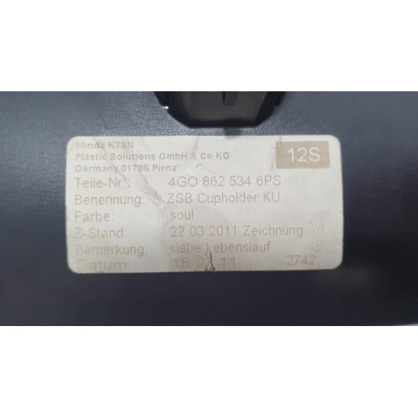 Porta Copos Console Central Audi A7 3.0 Tfsi 2012 4g0862534
