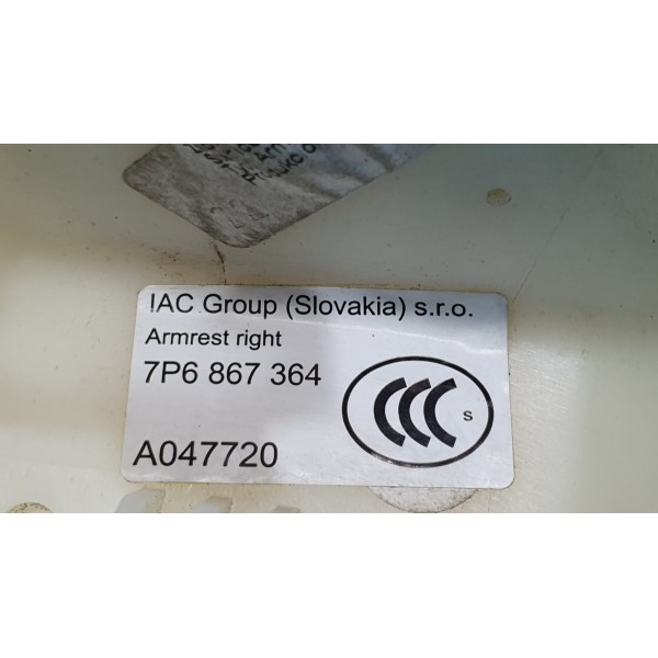 Apoio Braço C/moldura Botão Vidro Tras Dir Vw Touareg 2011 Preto