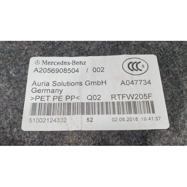 Forro Interno Tampa Porta-malas Mercedes C180 2019 Preto