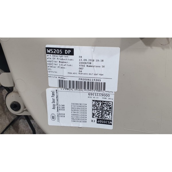 Forro Porta Dianteiro Direito Mercedes C180 2019