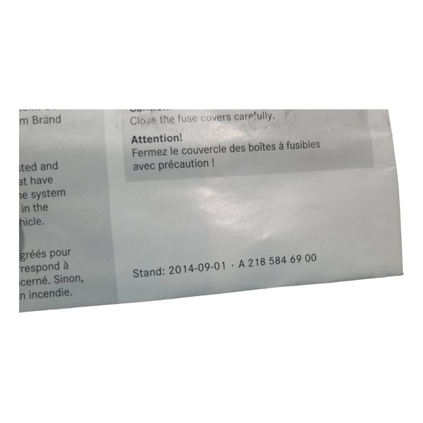 Livro Folheto Manual Caixa De Fusíveis Mercedes Cls400 2015