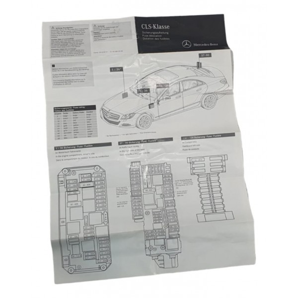 Livro Folheto Manual Caixa De Fusíveis Mercedes Cls400 2015